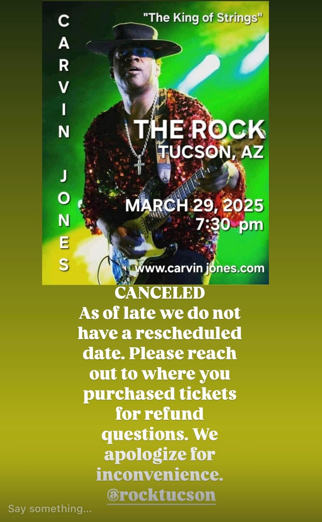CANCELED Carvin Jones @ The Rock