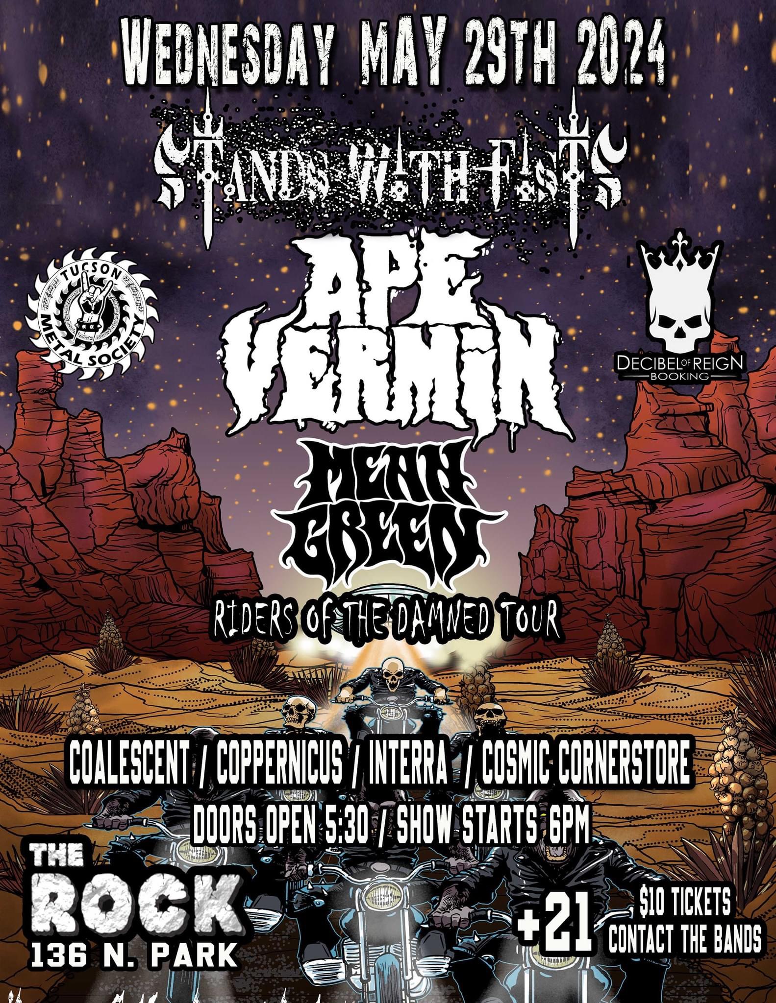 Riders Of The Damned Tour with Ape Vermin, Mean Green and Stands With Fists